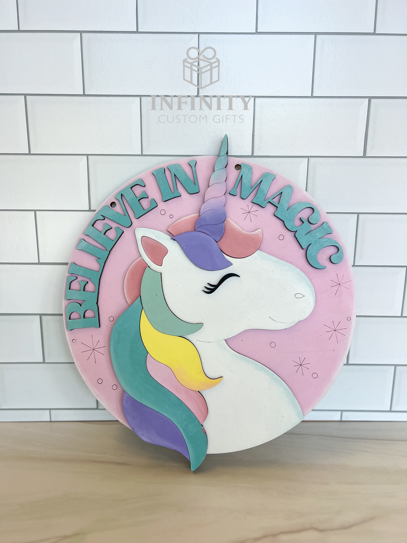 Believe in Magic Unicorn Door Hanger