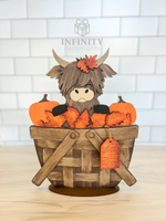 Fall Highland Cow For The Flower Basket Interchangeable Insert