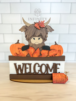 Fall Highland Cow For The Flower Basket Interchangeable Insert