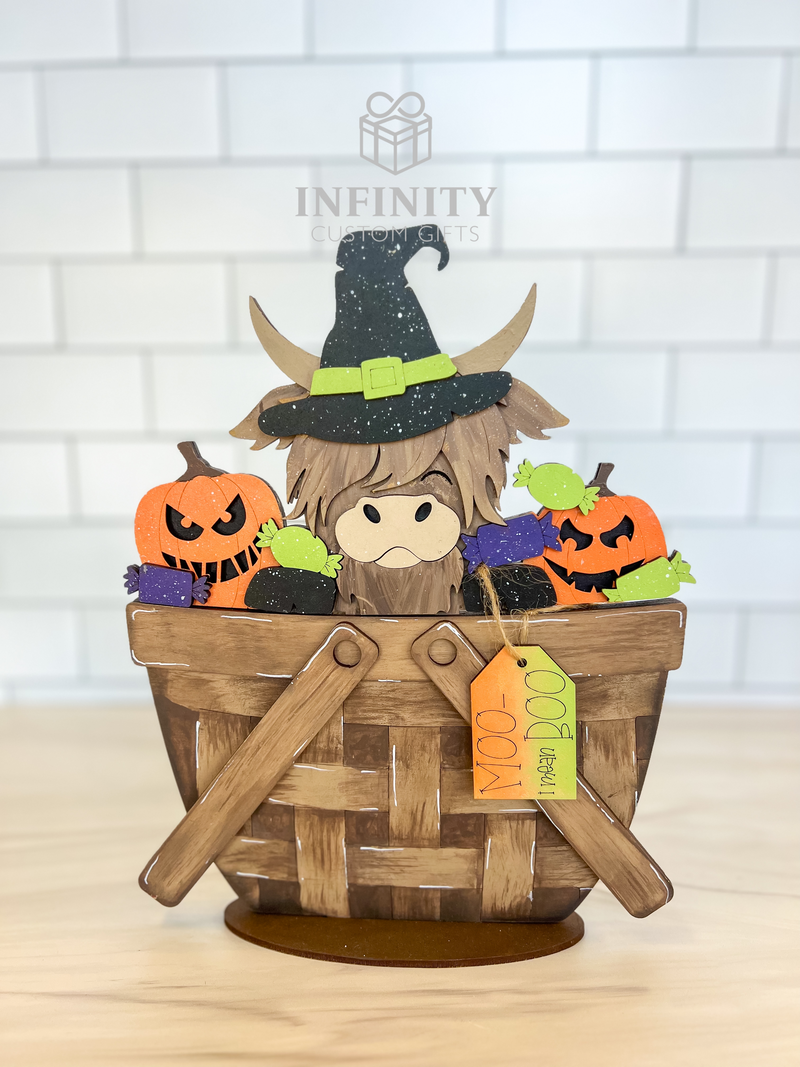 Halloween Highland Cow For The Flower Basket Interchangeable Insert