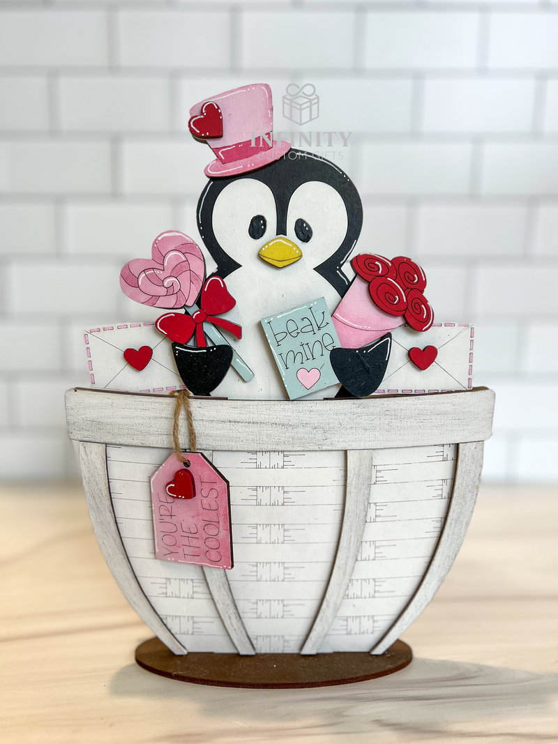 Penguin Valentine For The Flower Basket Interchangeable Insert