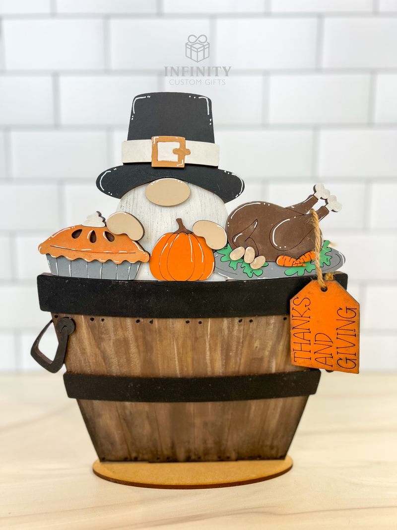 Thanksgiving Gnome For The Flower Basket Interchangeable Insert